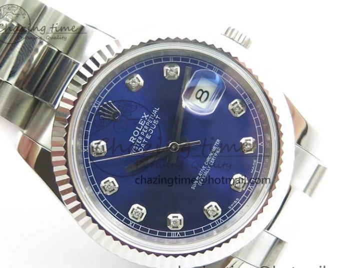 MiroTime 0125 Sporty DateJust 126334 SS Noob 1:1 904L Best Edition Blue Dial Diamond on Oyster Bracelet A 3164